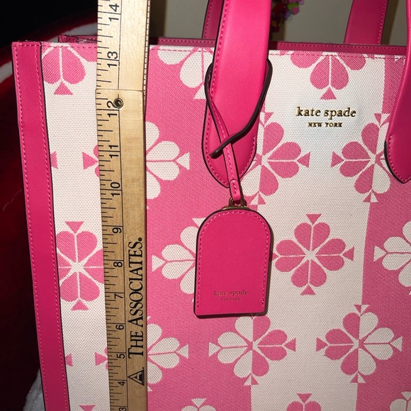 Kate Spade XL flower jacquard pink canvas tote - Picture 10 of 12